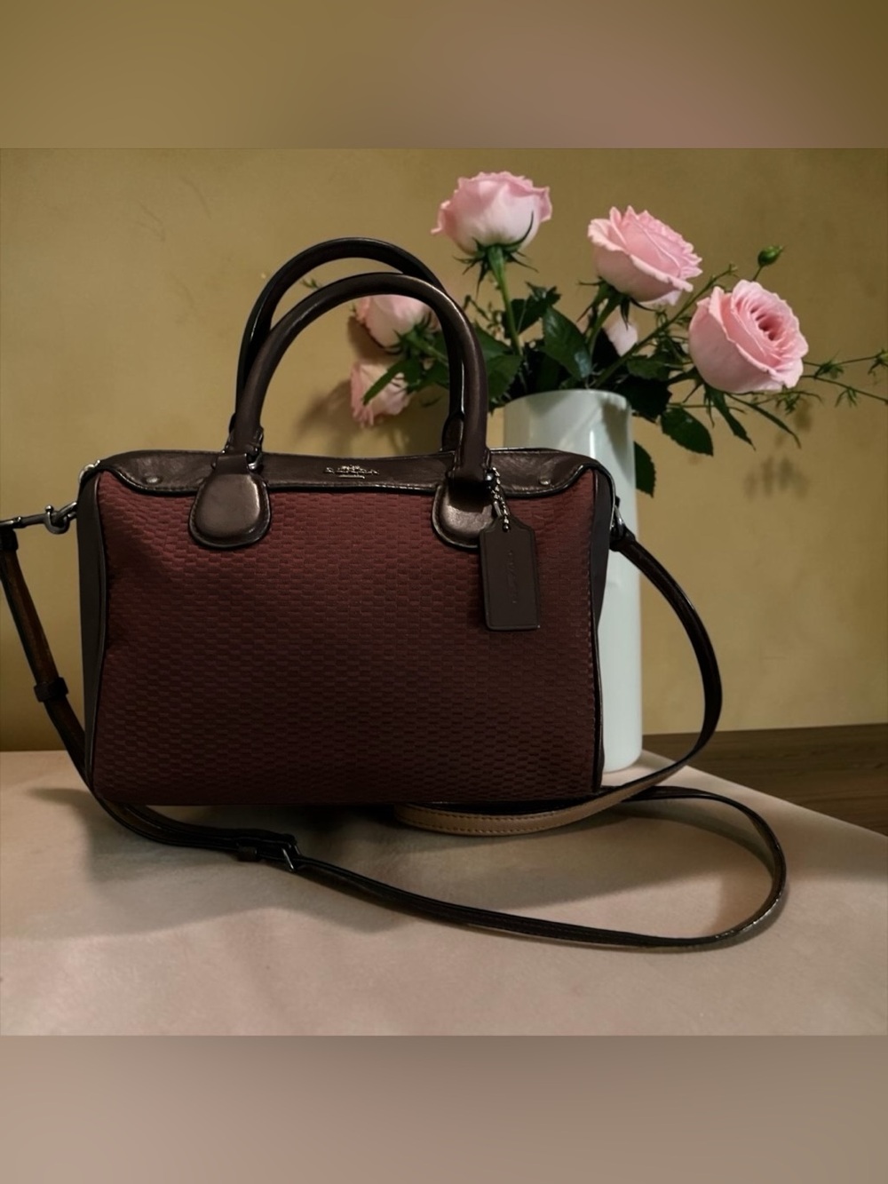 BEAUTIFUL CONDITION!COACH EXPLODED REPS BENNETT SATCHEL CROSSBODY OXBLOOD F57242
